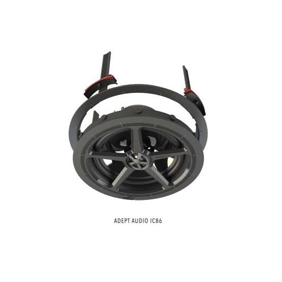 Adept Audio Downfiring Ceiling Speaker - 8 inch Injection-Molded Graphite/Pivoting Aluminum Dome