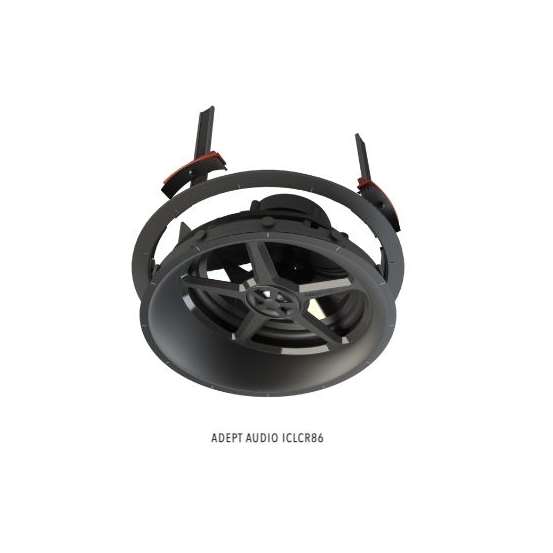 Adept Audio Ceiling LCR Speaker - 8 inch Injection-Molded Graphite/Pivoting Aluminum Dome