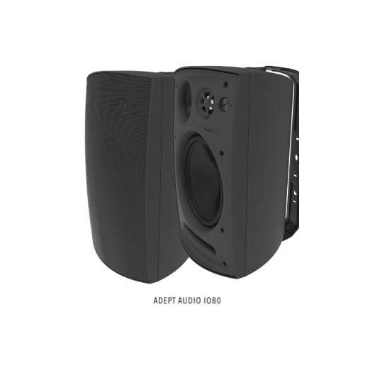 Adept Audio On-Wall Indoor/Outdoor Speaker - 8 inch 3-Way 70V-4Ohm - Black