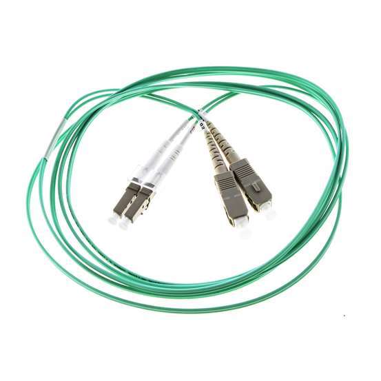 Fibre Cable - Patch Multimode Aqua - Duplex - LC/UPC-SC/UPC - 3mm - Riser - OM3 - 2m