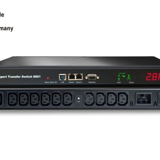 GUDE-Expert Transfer Switch 8801-3 Auto Transfer Switch 10xIEC C13 rear 1xIEC C19 16A 1 sensor con