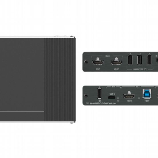 SWT3-31-HU USB-C AV + USB + GE 60W-charge 40m PoE-acc Tx