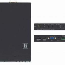 Kramer - Signal Management VP-428H2 DisplayPort  HDMI & VGA Auto Switcher/Scaler and PoE Provider over HDBaseT with 4K60 4:4:4 HDCP 2.2 Input Support