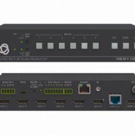 Kramer - signal management VS-611DT 6x1:2 4K60 4:2:0 HDMI Auto Switcher and PoE Provider over HDBaseT