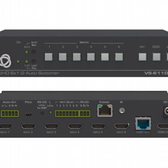 VS-611DT 6x1:2 4K60 4:2:0 HDMI Auto Switcher and PoE Provider over HDBaseT