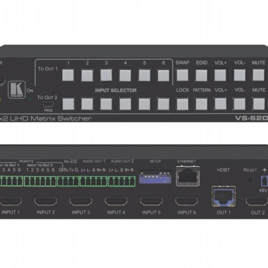 VS-62DT 6x2 4K60 4:2:0 HDMI/HDBaseT Long-Reach PoE Matrix Switcher