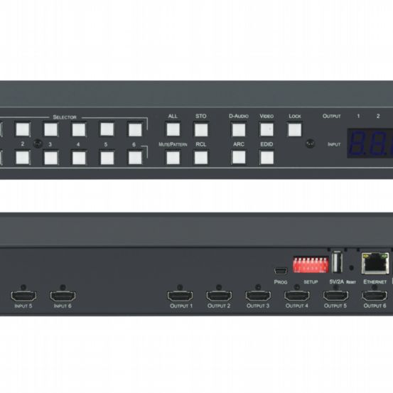 VS-66H2 6x6 4K HDR HDCP 2.2 Matrix Switcher with Digital Audio Routing