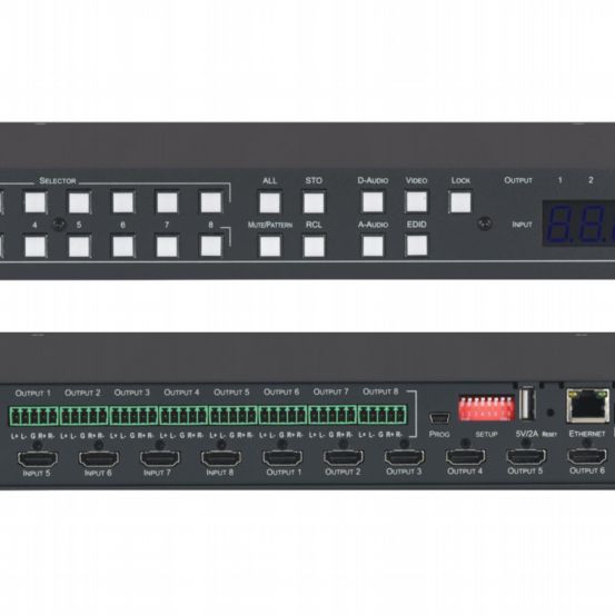 VS-88H2A 8x8 4K HDR HDCP 2.2 Matrix Switcher with Analog & Digital Audio Routing