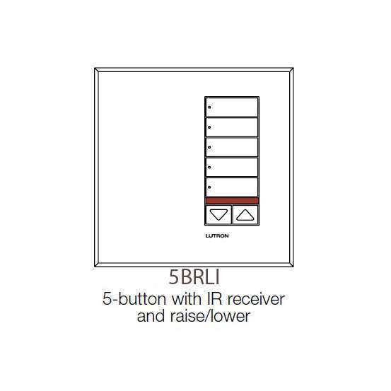 Grafik Eye QS IntL Seetouch QS Non-Insert 5 Button Raise/Lower Keypad & IR White